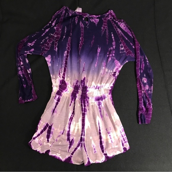 Mini Young Fabulous & Broke Purple Tie Dye Long sleeved  Romper size 6 - Picture 4 of 4